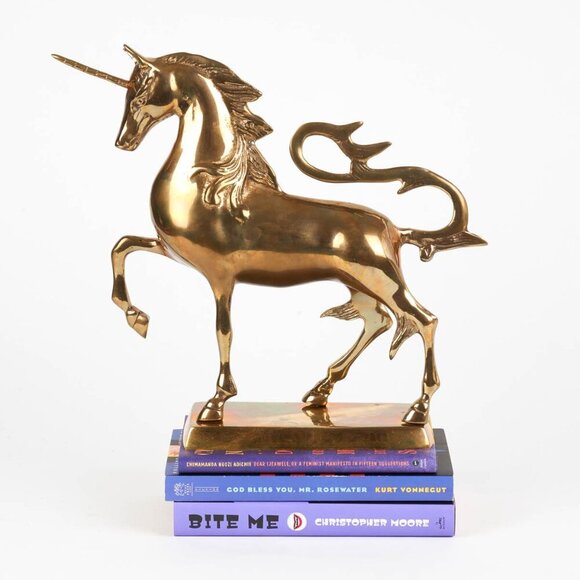 Vintage 1960s/1970s Brass Unicorn on Stand - MCM, Retro Home Decor - Picture 2 of 5